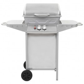 Gas barbecue with 2 cooking zones Silver steel