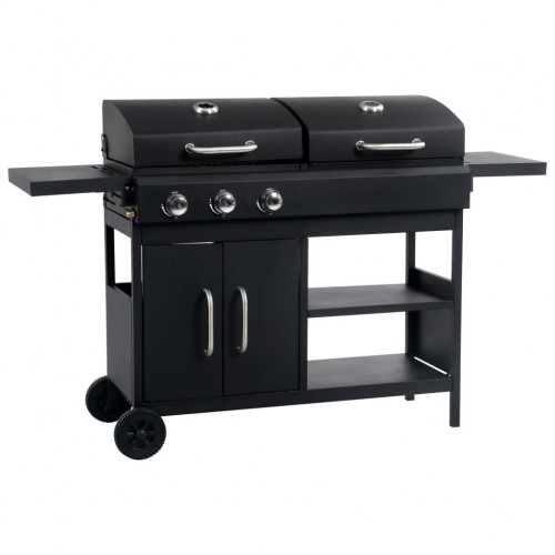 Gas and charcoal grill with 3 burners