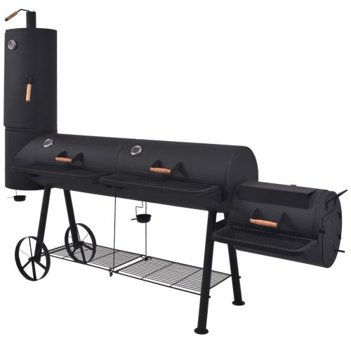 Charcoal smoker grill with black XXXL shelf