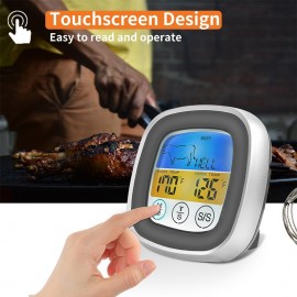 Touchscreen Meat Thermometer Food Barbecue Thermometer BBQ Grill Smoker Thermometer Timer Alert Cooking Baking Oven Digital Thermometer