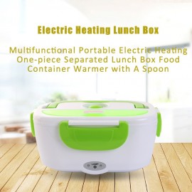 Multifunctional Portable Electric Heating One-piece Separated Lunch Box Food Container Warmer with A Spoon