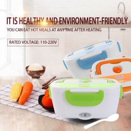Multifunctional Portable Electric Heating One-piece Separated Lunch Box Food Container Warmer with A Spoon