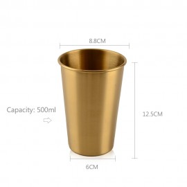 Stainless Steel Cups 500ml Pint Drinking Cups Metal Drinking Glass Single Wall Water Cup for Kids and Adults