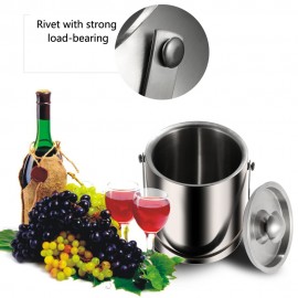 2L/3l Bilayer Stainless Steel Insulation Ice Bucket Wine Cold Barrel Wine Utensils Ice Buckets with Lid and Portable Handle