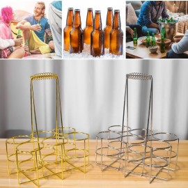 6 Bottle Beer Holder Party Beer Basket Rack Wine Caddy Stand for BBQ Hotel Bar Wine Beer Bottles