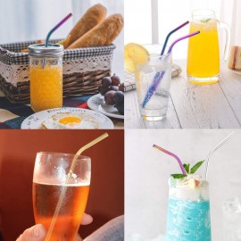 4pcs Multicolor Reusable Stainless Steel Straws Eco-friendly Bent Straw Drinking Metal Straws Random Color