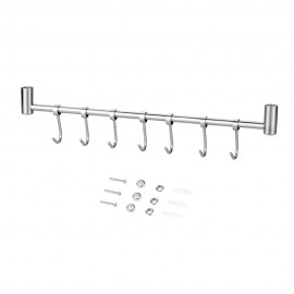 Multi-purpose 304 Stainless Steel Wall-mounted Hook Rack Hanger Storage Organizer for Kitchen Bathroom with 7pcs Moveable Hooks