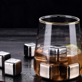 8pcs Reusable Stainless Steel Ice Cubes Chilling Stones  for Whiskey Wine Beer Juice Cool Drinks