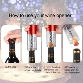 Electric Wine Opener Automatic Electric Wine Bottle Corkscrew Opener with Foil Cutter Automatic Corkscrew and Foil Remover