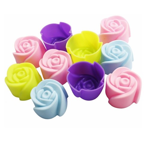 10Pcs Silicone Cake Mold Rose Shaped Chocolate Mold Baking Tool Jelly and Candy Mold Tray Soap   Making Mold for Sugarcraft