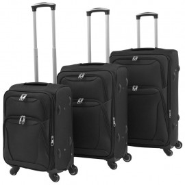 3-pc. Soft luggage trolley set black