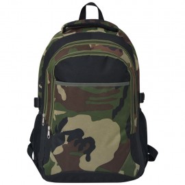 Black 40 L school backpack and camouflage
