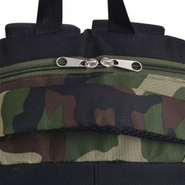 Black 40 L school backpack and camouflage