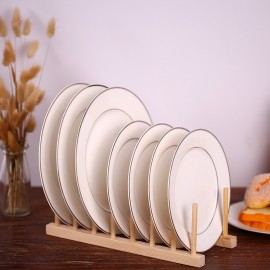 Multi-purpose Wooden Dish Rack Dishes Drying Drainer Storage Stand Holder Kitchen Cabinet Organizer for Dish/Plate/Bowl/Cup/Pot Lid/Book