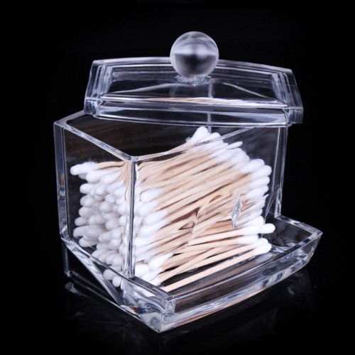 New Acrylic Cotton Swabs Storage Holder Box Transparent Makeup Case Cosmetic Container