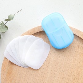 Travel Portable Disposable Soap Flakes with Storage Box Container 20Pcs Soap Papers Scented Foaming Mini Paper Soap Hand Washing Cleaning Supplies
