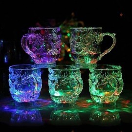 LED Flashing Color Change Mug Water Activated Light Up Dragon Pattern Beer Cup 285ml