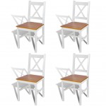 4 pcs White and Natural Colour Wood Dinning Chair