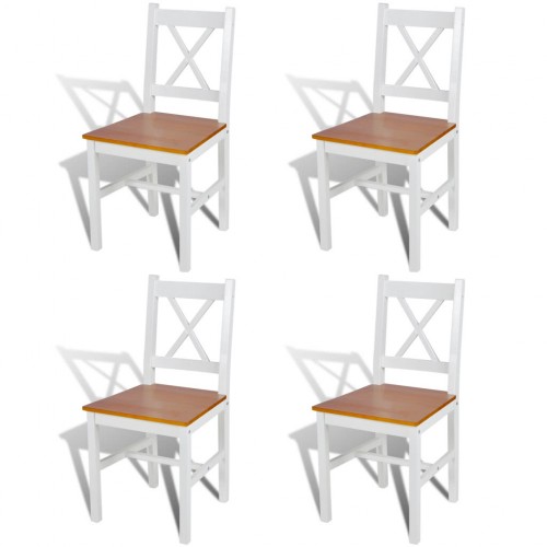 4 pcs White and Natural Colour Wood Dinning Chair
