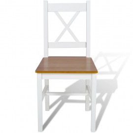 2 pcs White and Natural Colour Wood Dinning Chair
