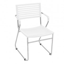 White Stackable Arm Chair 2 pcs
