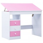 Children's desk tiltable pink and white