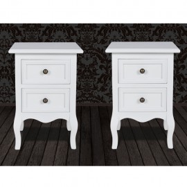 Set of 2 White Two-drawer Nightstands