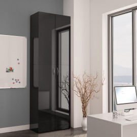 Office cabinet high gloss black 60 × 32 × 190 cm chipboard