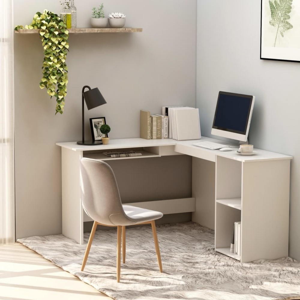 Corner desk in L-shape white 120 × 140 × 75 cm chipboard