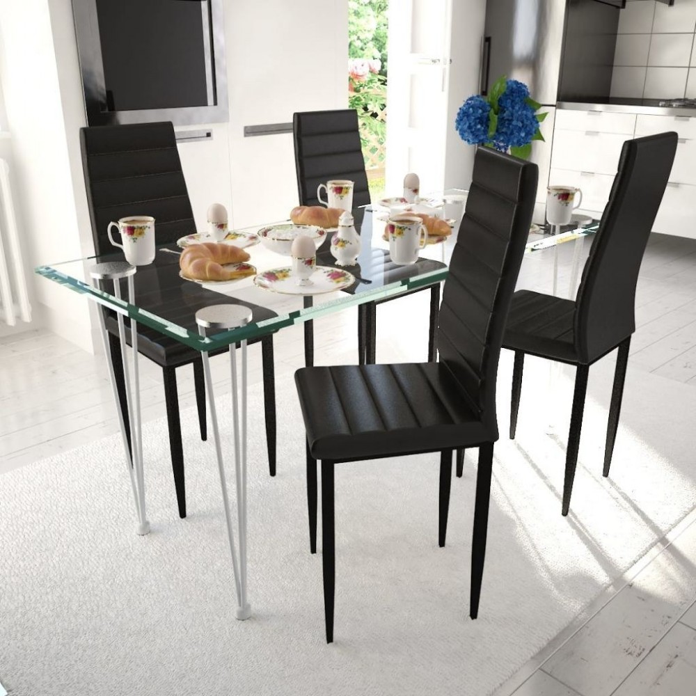 Dining chair sleek design Black (4 pieces)