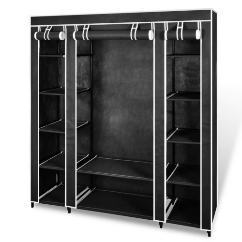 Fabric Cabinet with Compartments 45 x 150 x176 cm Black
