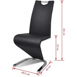 Dining chair leatherette black cantilever U-shaped base 2 pieces