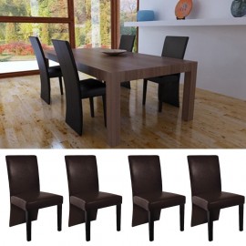 Dining 4 chairs set back long brown
