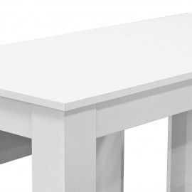 3-pc. Dining table and benches chipboard white