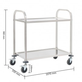 2-stage trolley 107 x 55 x 90 cm stainless steel